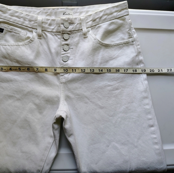 KanCan women's Straight Leg jeans Crop frayed Hem button fly, white, 7/27. - Picture 10 of 16